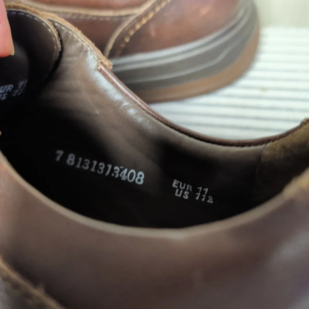 Mephisto Douk Hydro Protect Oxfords US Mens 11.5 Brown‎ Leather Moc Toe Air-Jet